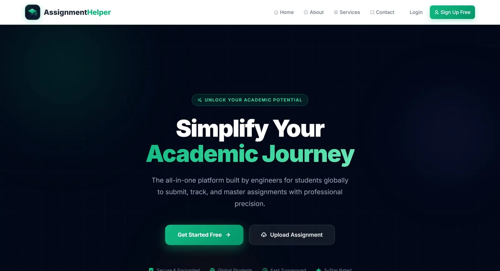 Home page of the Assignment Helper platform