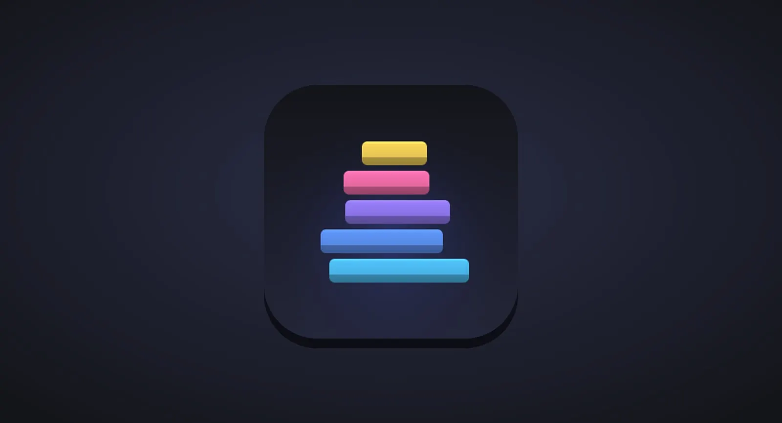 Stack It icon, a tower of coloured blocks